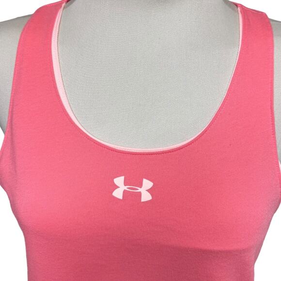 Under Armour UA Layered Double The Fun Tank Top Pink Girls YXL - Picture 2 of 5
